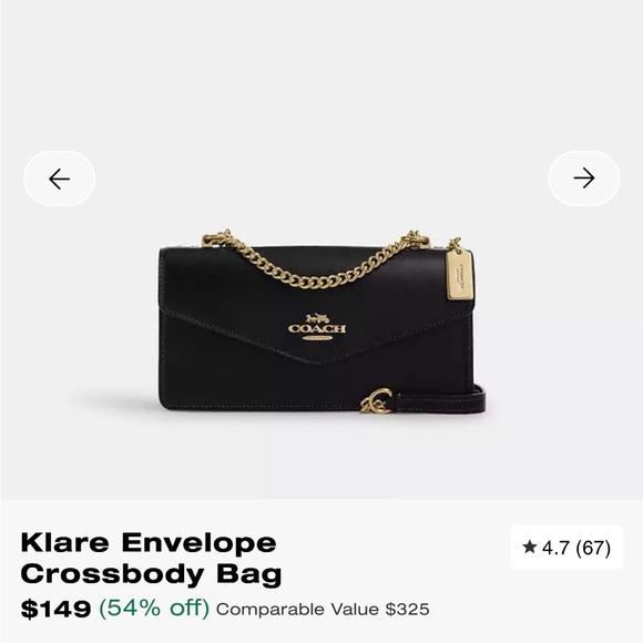 Coach Handbags - Coach Black and Gold Klare Envelope Crossbody Bag